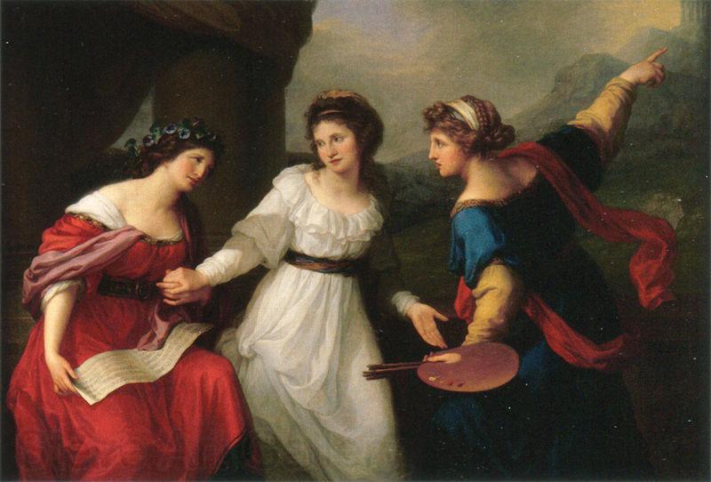 Angelica Kauffmann Self-portrait Hesitating between the Arts of Music and Painting Norge oil painting art